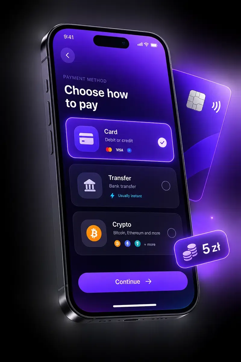 Section payment routes card transfer crypto